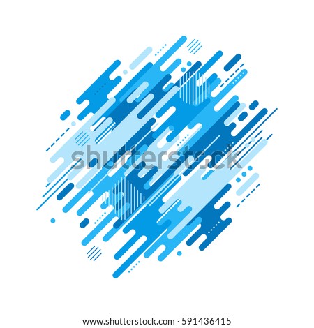 Abstract flat dynamic background isolated on white. Blue geometric motion shapes. Colorful pattern for cover design, poster, card, greeting, business, decoration. Vector illustration template.