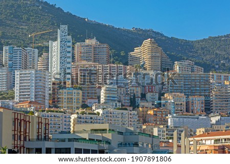 Residential Buildings in Monaco at Sunny Winter Day