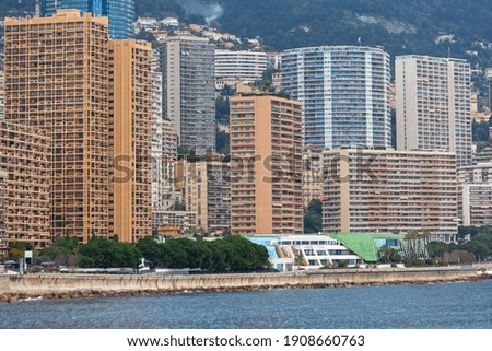 Aparment Buildings Skyscrapers at Mediterranean Sea in Monaco