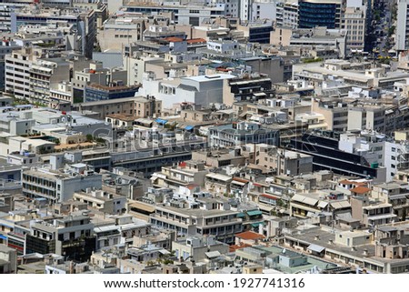 Urban Athens Aerial City View Crowded Buildings