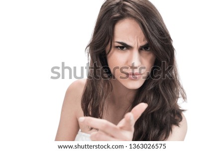 Images for threatening female pointing her finger on white background