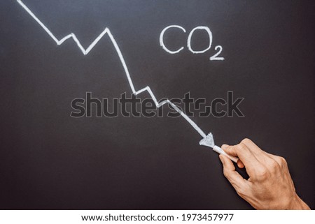 Reducing CO2 levels. Graph of the decline in carbon dioxide levels