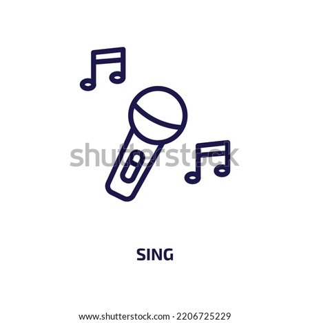 sing icon from activity and hobbies collection. Thin linear sing, studio, voice outline icon isolated on white background. Line vector sing sign, symbol for web and mobile