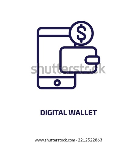 digital wallet icon from cryptocurrency collection. Thin linear digital wallet, digital, wallet outline icon isolated on white background. Line vector digital wallet sign, symbol for web and mobile