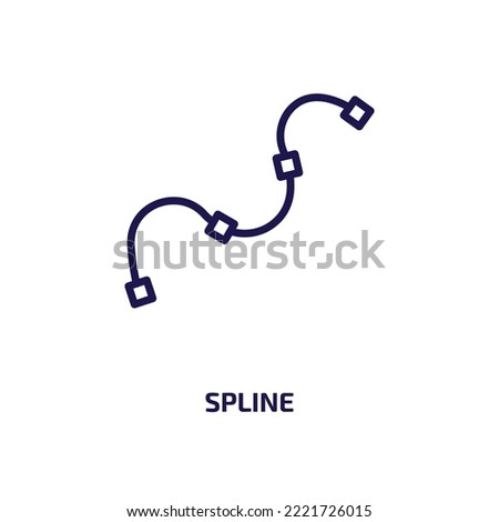 spline icon from geometry collection. Thin linear spline, scalable, bezier curve outline icon isolated on white background. Line vector spline sign, symbol for web and mobile