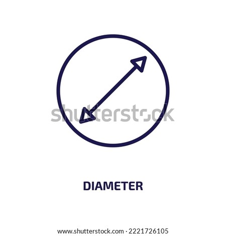 diameter icon from geometry collection. Thin linear diameter, 1, engineering outline icon isolated on white background. Line vector diameter sign, symbol for web and mobile