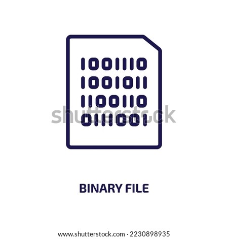 binary file icon from programming collection. Thin linear binary file, binary, data outline icon isolated on white background. Line vector binary file sign, symbol for web and mobile