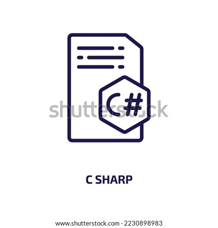 c sharp icon from programming collection. Thin linear c sharp, sharp, letter outline icon isolated on white background. Line vector c sharp sign, symbol for web and mobile
