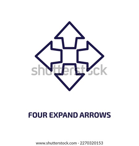 four expand arrows icon from user interface collection. Thin linear four expand arrows, navigator, arrow outline icon isolated on white background. Line vector four expand arrows sign, symbol for web 