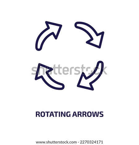 rotating arrows icon from user interface collection. Thin linear rotating arrows, arrow, circle outline icon isolated on white background. Line vector rotating arrows sign, symbol for web and mobile