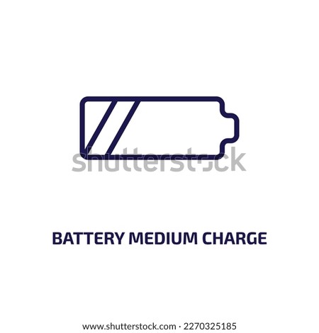 battery medium charge icon from user interface collection. Thin linear battery medium charge, indicator, energy outline icon isolated on white background. Line vector battery medium charge sign, 
