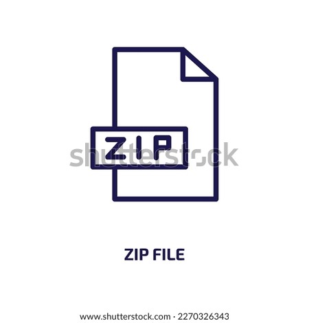 zip file icon from user interface collection. Thin linear zip file, document, file outline icon isolated on white background. Line vector zip file sign, symbol for web and mobile