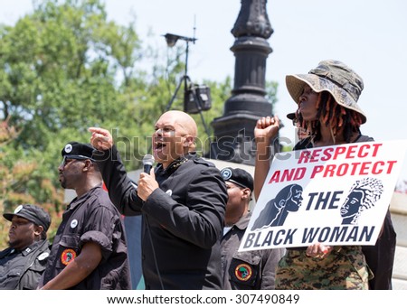HASHIM A. NZINGA, (National Chairman of the New Black Panther Party) delivering a speech at the South Carolina Statehouse on July 18th, 2015 in Columbia South Carolina.