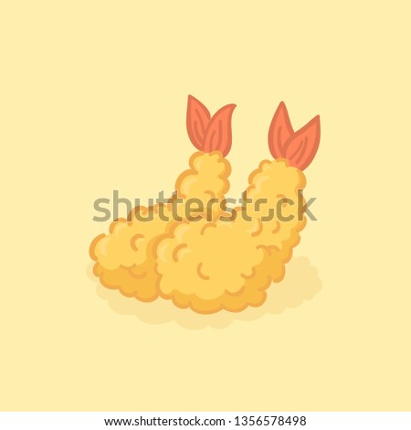 Tempura Shrimp Fried Japanese Food Ebifurai Vector Illustration Cartoon Icon