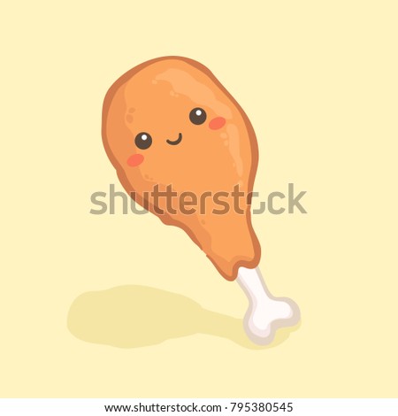 Cute Drumstick Fried Chicken Leg Vector Illustration Cartoon Character Icon