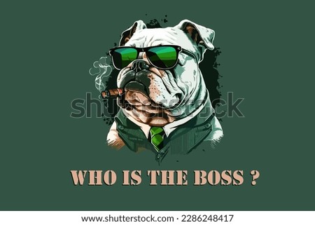 Boss dog with cigar and sunglasses businessman