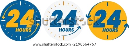 24 hours logo. Twenty four hours sign. blue and gold Vector illustration