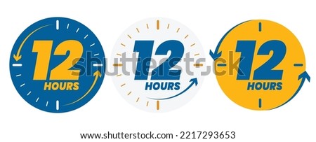 12 hour Protection. 12 hours icon. 12 hour logo. twelve hour sign. blue and gold Vector illustration	