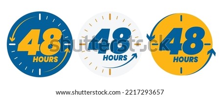 48 hour Protection. 48 hours icon. 48 hour logo. forty eight hour sign. blue and gold Vector illustration	