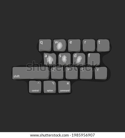 Gaming keyboard and erosion due to playing games. flat illustration of gamers keyboard. hand drawn illustration. vector design. vintage old mac keyboard