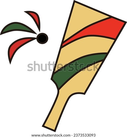 Traditional Japanese Hagoita with colored and outline.