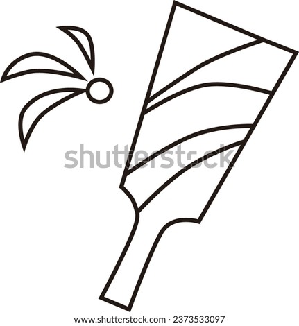 Traditional Japanese Hagoita (Hagoita) - Line Drawing White Paint