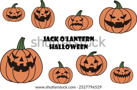 Clip art of simple jack-o-lantern set