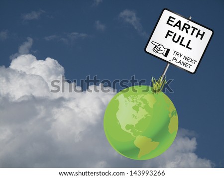 Concept of earth capability to sustain human population against a cloudy blue sky