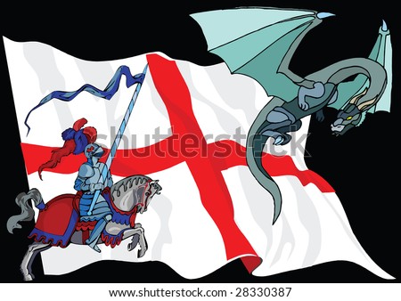 Saint George and Dragon against English Flag