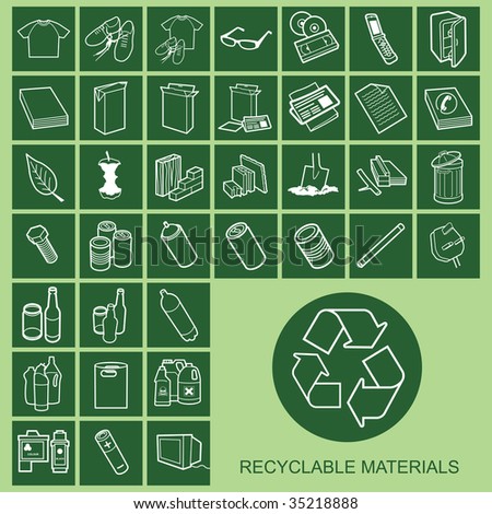 Recyclable Material Icons Individually Layered