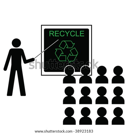 Man giving lecture on the benefits of recycling