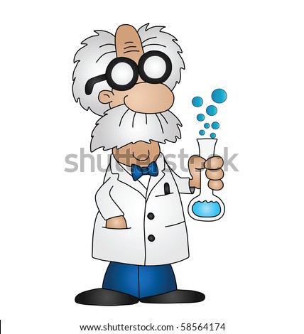 Cartoon Mad Scientist Isolated On White Background With Copy Space ...