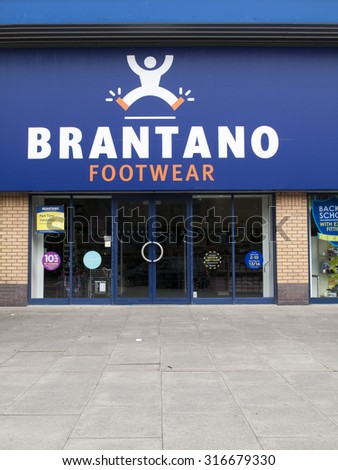 Andover, Retail Park, Hampshire, England - September 13, 2015: Brantano Footwear UK Limited, retail stores specialising in footwear for men, women and children, owned by Macintosh Retail Group