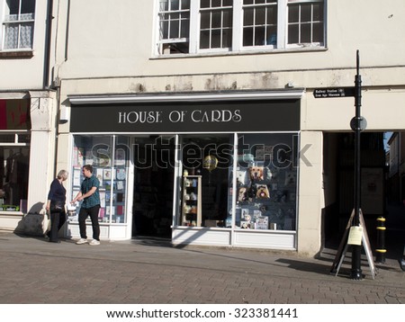Andover, West Street, Hampshire, England - October 2, 2015: House of Cards, independent greeting card and gift retailer based in the UK