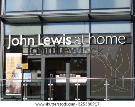 Newbury, Parkway Shopping Centre, Berkshire, England - October 10, 2015: John Lewis at home department store, founded by John Lewis in 1864 as a drapery shop on Oxford Road London