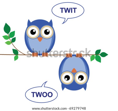 Owls sat on a branch calling Twit Twoo