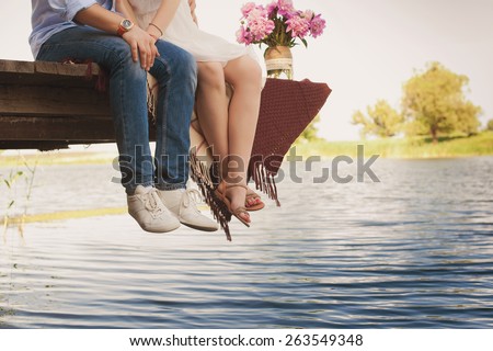 Fashionable cool couple, legs, lifestyle - concept