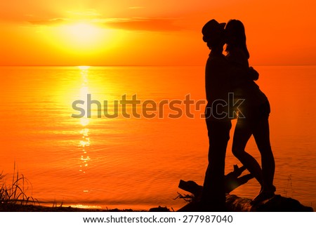 couple in love, sea sunset