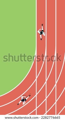 Similar – Image, Stock Photo Top view athlete runner training at road in black sportswear.