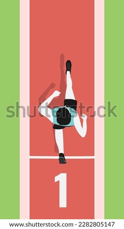 Similar – Image, Stock Photo Top view athlete runner training at road in black sportswear.