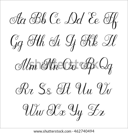 Vector Set With Hand Written Alfabet. Calligraphy Font Collection ...