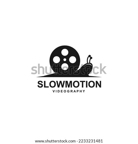 Roll film and snail silhouette. Slow motion film concept. Vector illustration.