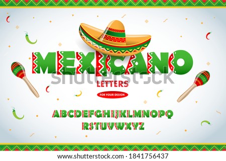 Mexican letters for for advertising. Mexican letters for for advertising, title or logo design. Modern font. Mexican style Latin alphabet letters. Alphabet. Isolated vector illustration.