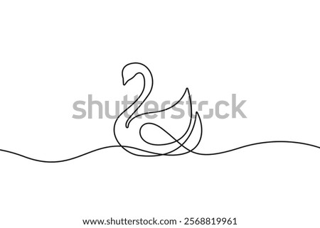 Swan Bird Continuous Line Drawing. Swan Simple Line Art Vector Illustration. Minimalist Trendy Contemporary Design Perfect for Wall Art, Prints, Social Media, Posters, Invitations, Branding. Not AI