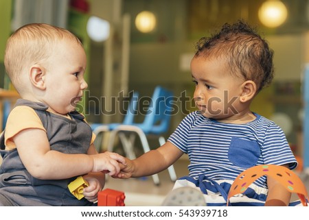 Similar – Foto Bild Zwei kleine Kinder spielen ins Meer