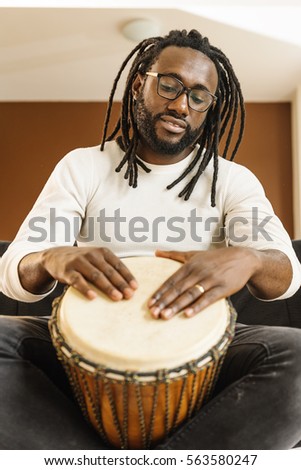 Similar – Image, Stock Photo Man playing djembe in Morocco, Africa.