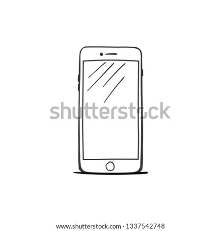 Hand drawn sketch of mobile phone