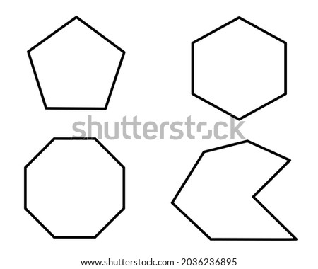 Geometric shapes set, pentagon, octagon, hexagon, polygon.