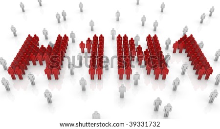 Crowd of people forming H1N1 text. Swine Flu epidemic concept. Part of a series.