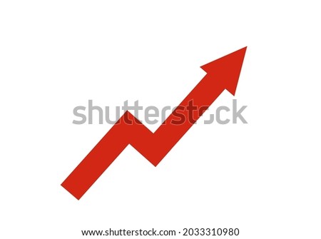 Red arrow pointing up. Growth graph. Business analytics. 